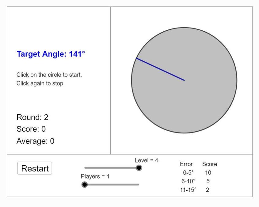Angles estimation game